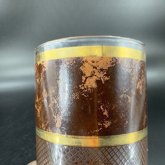 MCM Georges Briard Tortoise Gold Highball Drinking Tumbler Glasses Set 2 Vintage - Picture 9 of 12